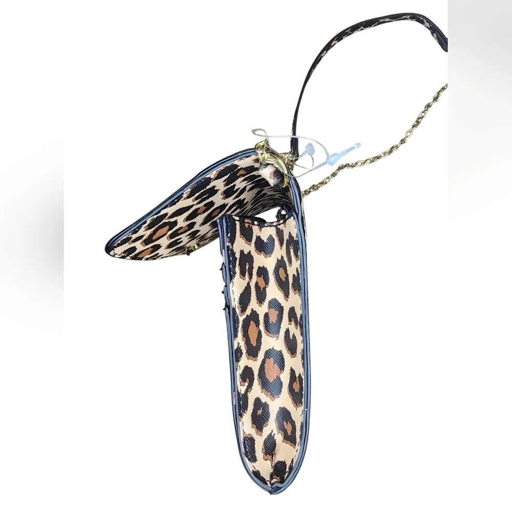Betsey Johnson Leopard Print Wallet on a Chain / Crossbody Clutch, NWT